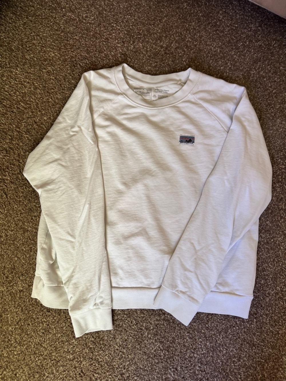 Patagonia White Crewneck Sweatshirt with Small Logo